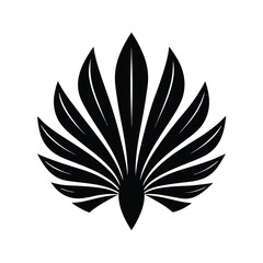 Elegant black and white leaf design with radial arrangement on a white background suitable for various applications