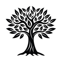 Elegant black and white tree silhouette design symbolizing growth nature and environment