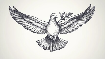 Fototapeta premium Dove in flight illustration