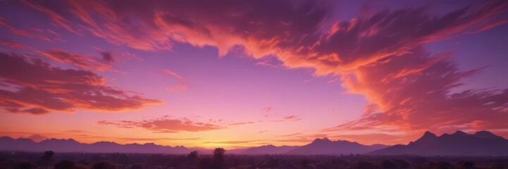 Obraz premium Fiery sunset paints the sky with vibrant orange, pink, and purple hues , colors, evening, dye