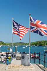 American & British flags fly in Salcombe, England.  commemorates the 50th anniversary of D-Day June...