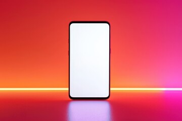 
Modern Smartphone with Blank Screen on Retro Neon Gradient Background