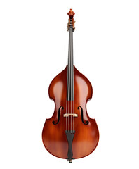 Fototapeta premium Elegant Wooden Double Bass Musical Instrument Isolated On Transparent Background Detailed Studio Shot