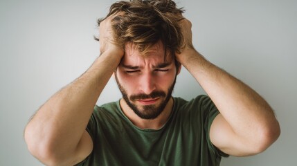 Struggling with anxiety indoor space emotional portrait minimalistic setting close-up view mental health awareness