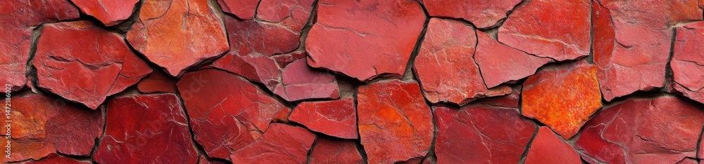 Aufkleber Intricate texture of red and orange stones, seamlessly arranged in a mosaic pattern, ideal for architectural or interior design projects. : Generative AI