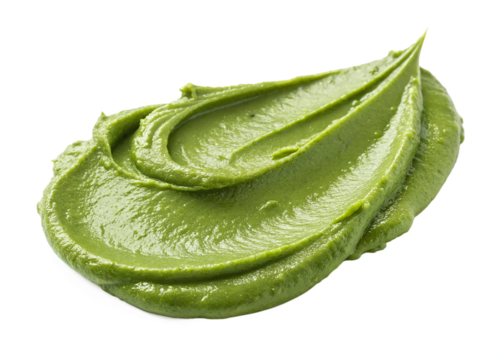 smear of delicious pistachio paste on white background