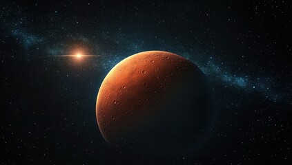 Red Planet in a Starry Night Sky