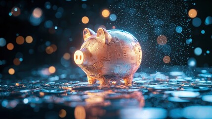 Animated icon of a piggy bank with a coin dropping in