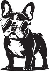 Fototapeta premium French Bulldog with Sunglasses Silhouette Vector Illustration for Pet Fun-Themed Designs Featuring Cool Dog Icon