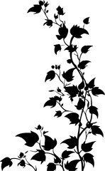 Small leaf plant silhouette pattern wallpaper. Black and white. minimal artwork. simple template. tattoo design. card and package.