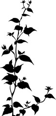 Small leaf plant silhouette pattern wallpaper. Black and white. minimal artwork. simple template. tattoo design. card and package.