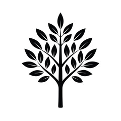 Simple black and white vector illustration of a tree depicting growth and natural elements
