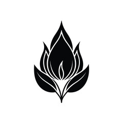 Minimalist black and white lotus flower logo design with elegant and simple leaves for branding