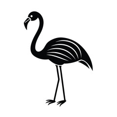 Elegant black flamingo silhouette on a white background perfect for logos and design projects representing tropical themes