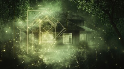 Obraz premium Glowing house blueprint digital artwork