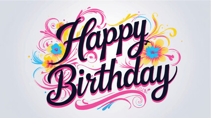 Bright, colorful typography forms a fun birthday poster with a vintage design and sale discount percent