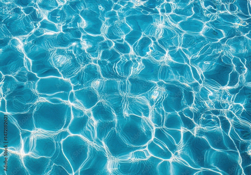 Aufkleber A captivating image showcasing the mesmerizing patterns of sunlight reflecting on a tranquil blue pool's surface, creating a vibrant and refreshing aesthetic. : Generative AI