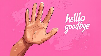Hand waving farewell illustration
