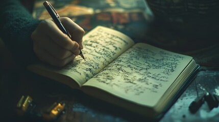 Person starting a daily journal to track personal growth