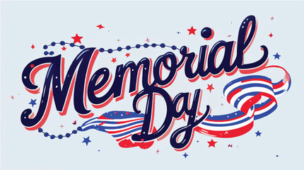 Vintage memorial day vector design with happy holiday text and red decoration for a festive celebration
