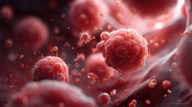 Microscopic examination of cancer cells in dark laboratory setting