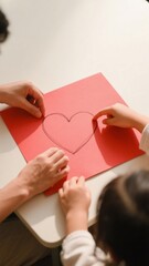 Obraz premium Heart Drawing Together: Family Craft Project