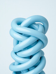 Coil of flexible plastic piping for water supply, neatly rolled, on white background