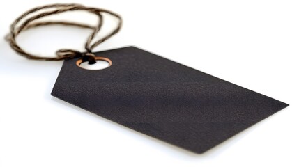 Fototapeta premium Blank Black Price Tag Label with String