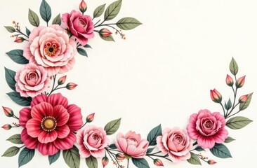 Fototapeta premium Hand drawn floral wedding invitation card template.