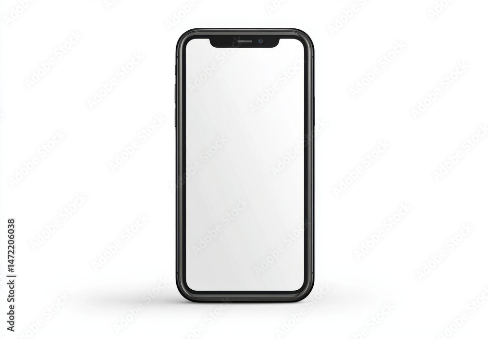 Leinwandbilder sleek black smartphone with blank screen, isolated on white background, perfect for app presentation