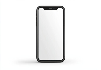 Sleek black smartphone with blank screen, isolated on white background, perfect for app presentations or mockup designs.  Ideal for showcasing your mobile interface or branding. : Generative AI