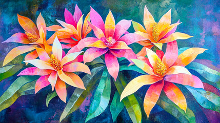 Colorful Bromeliads Bloom With Pink