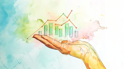 A hand holding a colorful graph symbolizing growth and success in business and finance.