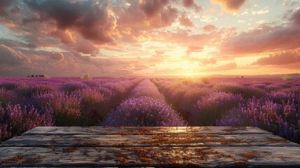 Sunset Over a Lavender Field