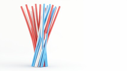 Abstract Twisted Cylindrical Shapes in Red White and Blue