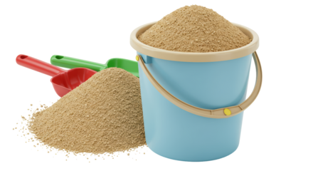 Isolated Sand Bucket with Toys