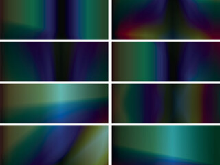 Fototapeta premium Collection of dark iridescent gradient bars, rich and mysterious, abstract set