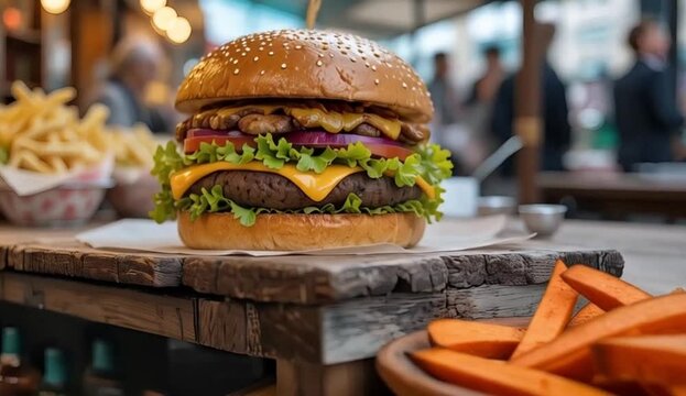vegan burger in the street market best-selling