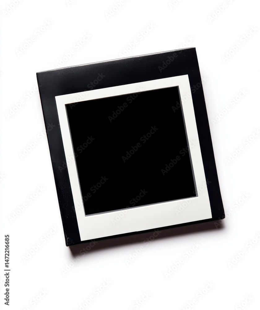 Poster A black frame with a white border surrounds an empty square space, perfect for adding your own image or design.  The frame sits on a clean white background, offering a minimalist and v : Generative AI