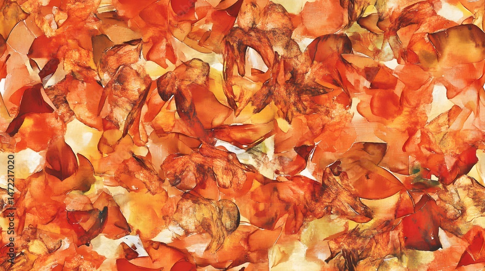 Poster abstract design featuring a mosaic of fragmented orange shapes.