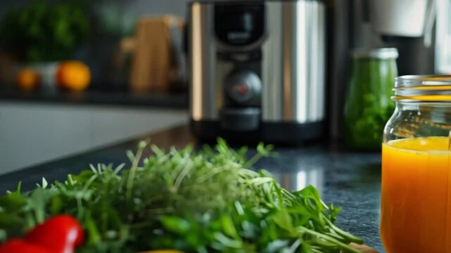 Freshly Juiced Orange Goodness in a Modern Kitchen
