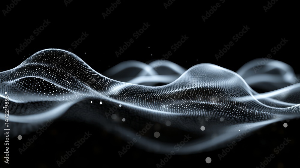 Aufkleber abstract digital wave design with shimmering particles.