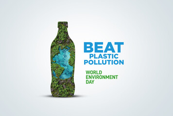 #BeatPlasticPollution, World Environment day concept 2025 3d tree background. 