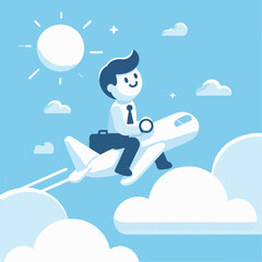 businessman with airplane