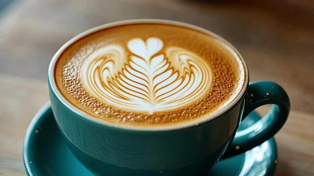 Close up of a delicious cappuccino with latte art