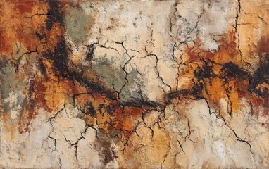 Abstract textured painting in earthy tones.