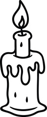 Spooky Halloween Candle Line Art Minimalist Dripping Wax Candle with Flame