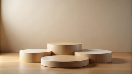 Simple Wooden Display Stand with Three Circular Platforms