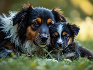 Dog Mom and Pup,  Stock Image Background