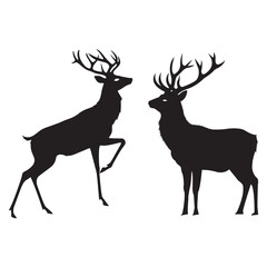 Deer and Stag Silhouettes Set – Elegant Wild Animal Vector Illustrations for Nature, Forest, and Wildlife Design